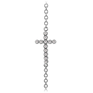 0.18 Carat 14K Solid White Gold Cross Bracelet Natural Diamond