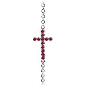0.3 Carat 14K Solid White Gold Cross Bracelet Natural Ruby
