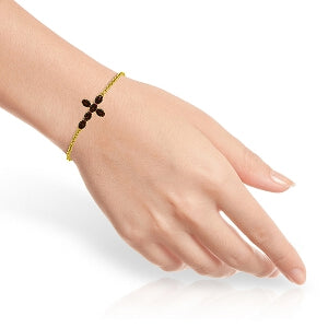 1.7 Carat 14K Solid Yellow Gold Cross Bracelet Natural Garnet