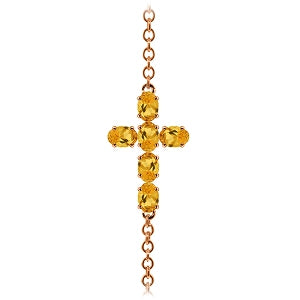 1.7 Carat 14K Solid Rose Gold Cross Bracelet Natural Citrine