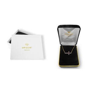 0.24 Carat 14K Solid Yellow Gold Cross Necklace Diamond Ruby