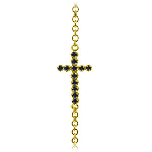 0.3 Carat 14K Solid Yellow Gold Horizontal Cross Sapphire Bracelet