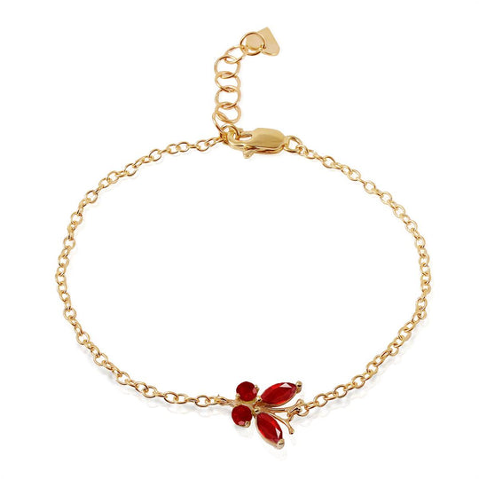 0.6 Carat 14K Solid Yellow Gold Butterfly Bracelet Ruby