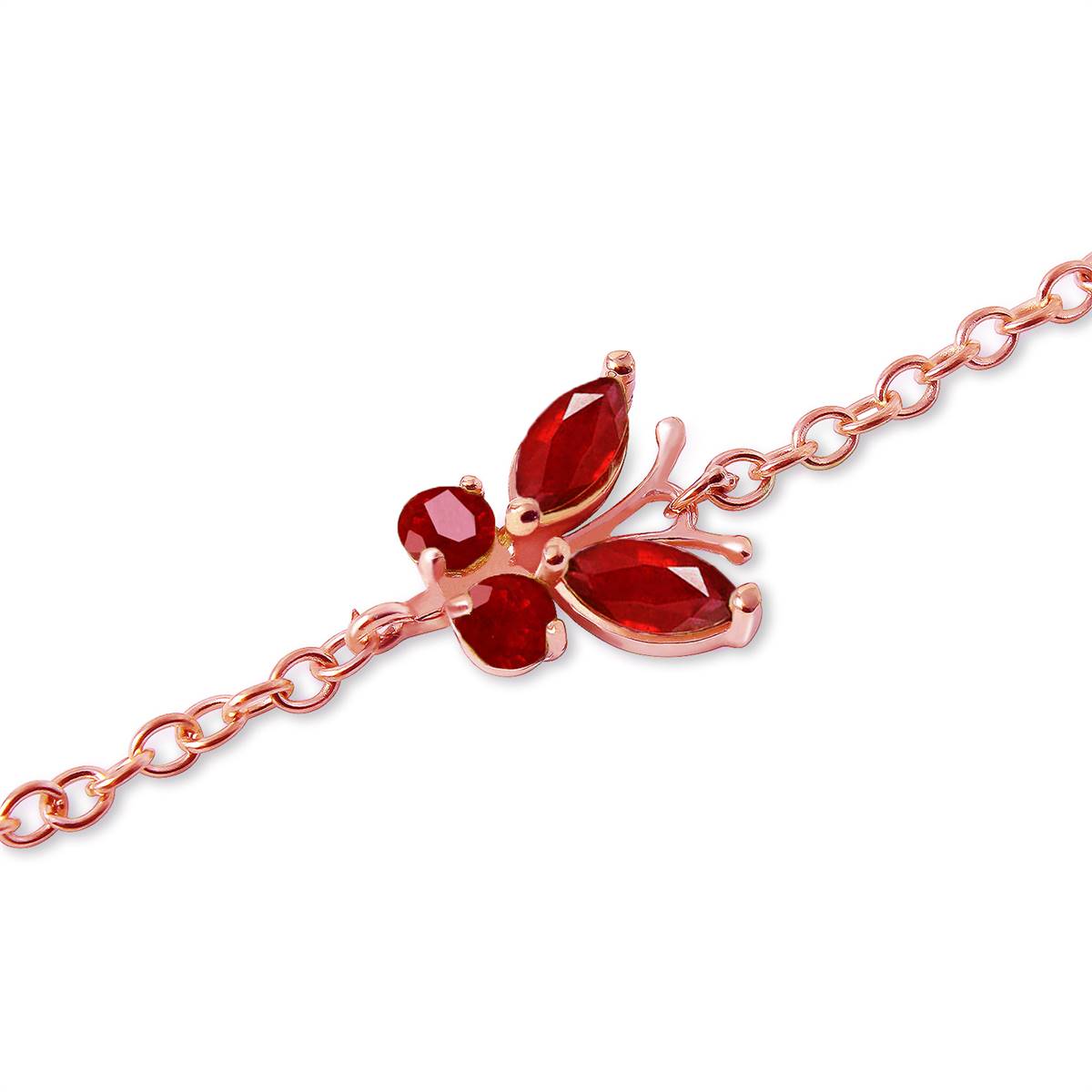 0.6 Carat 14K Solid Rose Gold Butterfly Bracelet Ruby