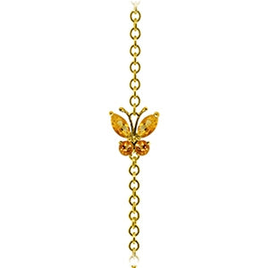0.6 Carat 14K Solid Yellow Gold Butterfly Bracelet Citrine