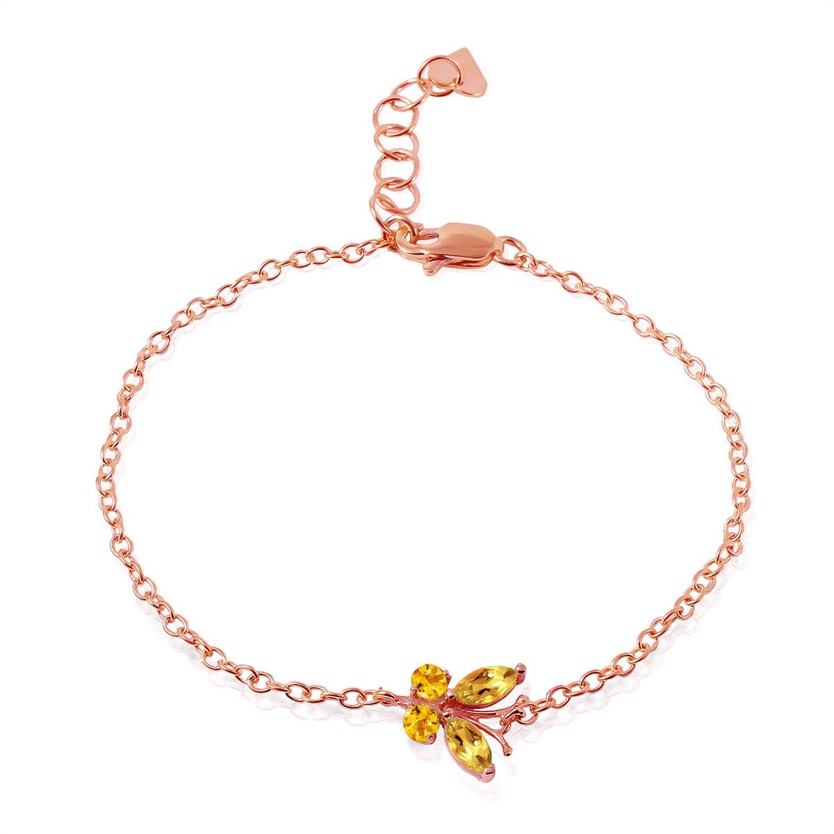0.6 Carat 14K Solid Rose Gold Butterfly Bracelet Citrine