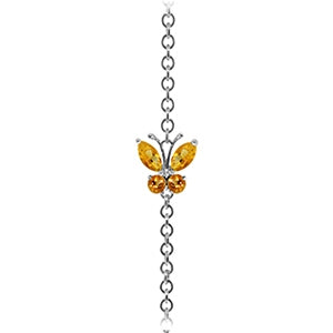 0.6 Carat 14K Solid White Gold Butterfly Bracelet Citrine