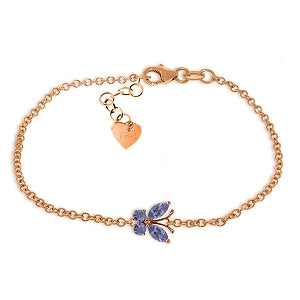 0.6 Carat 14K Solid Rose Gold Butterfly Bracelet Tanzanite