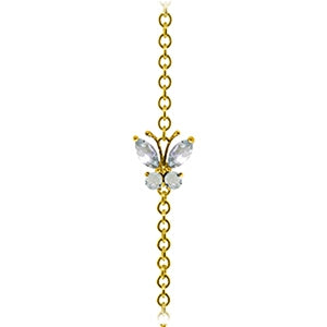 0.6 Carat 14K Solid Yellow Gold Butterfly Bracelet Aquamarine