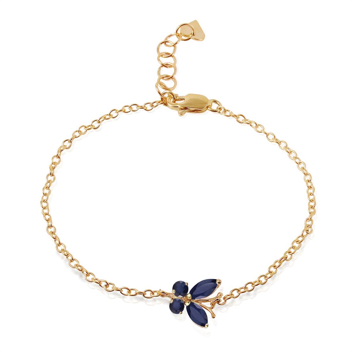 0.6 Carat 14K Solid Yellow Gold Butterfly Bracelet Sapphire