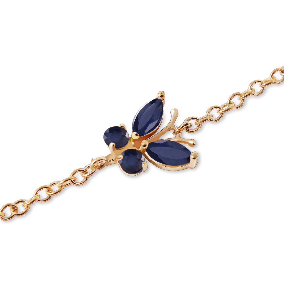0.6 Carat 14K Solid Yellow Gold Butterfly Bracelet Sapphire
