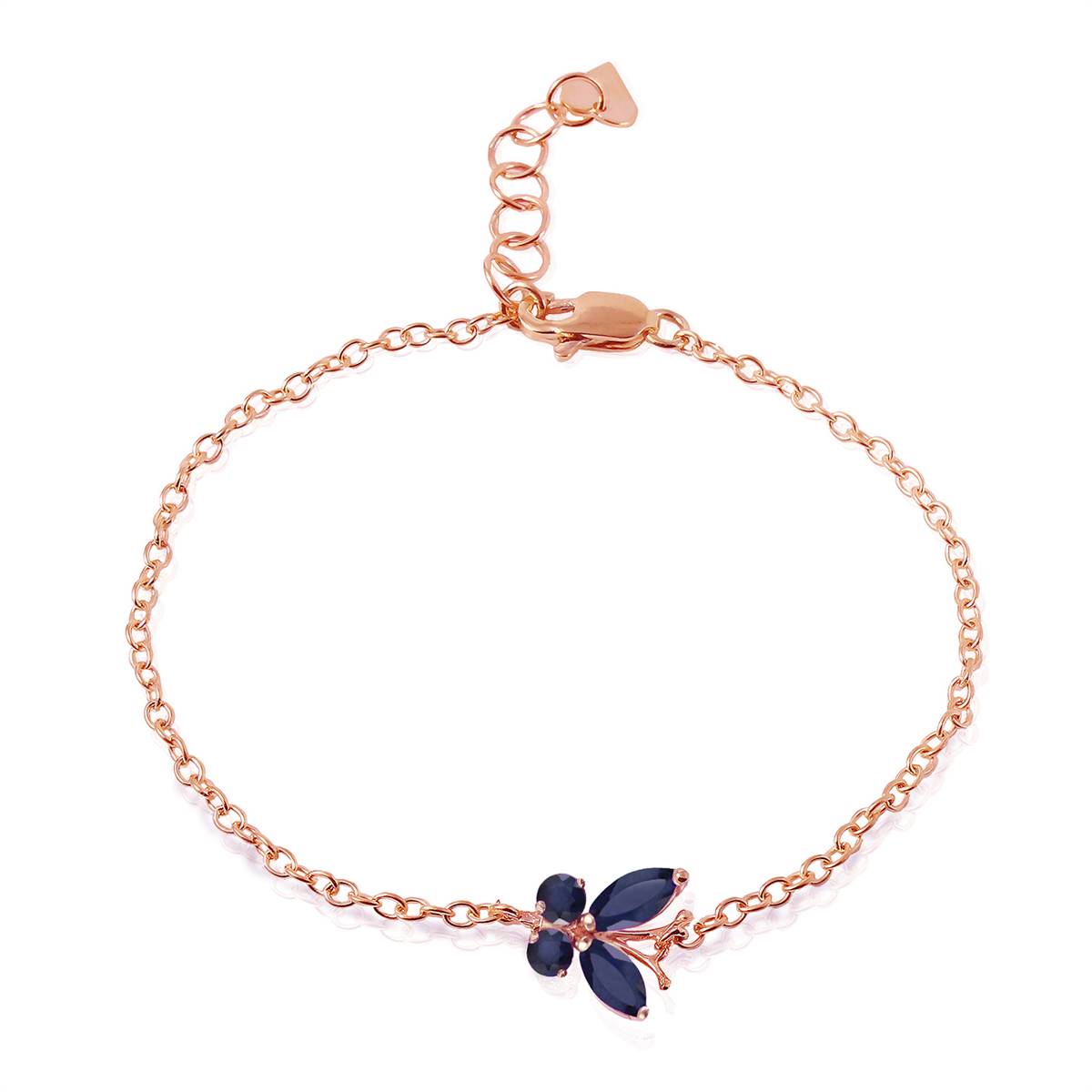 0.6 Carat 14K Solid Rose Gold Butterfly Bracelet Sapphire