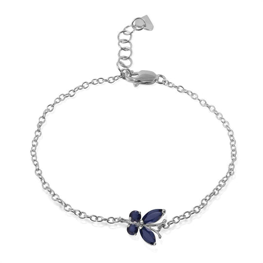 0.6 Carat 14K Solid White Gold Butterfly Bracelet Sapphire