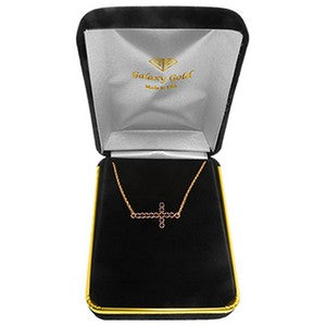 0.3 Carat 14K Solid Rose Gold Sapphire Horizontal Cross Necklace