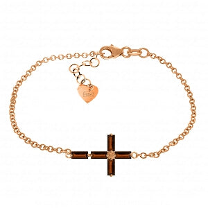 1.15 Carat 14K Solid Rose Gold Cross Baguette Garnet Bracelet