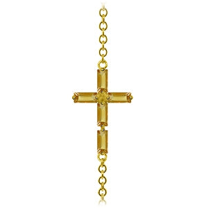 1.15 Carat 14K Solid Yellow Gold Cross Bracelet Natural Citrine
