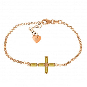 1.15 Carat 14K Solid Rose Gold Cross Bracelet Natural Citrine