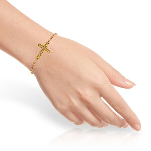 1.15 Carat 14K Solid Rose Gold Cross Bracelet Natural Citrine