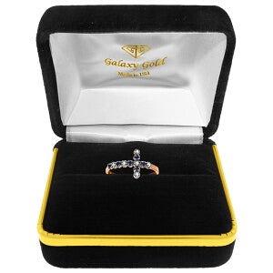 0.24 Carat 14K Solid Rose Gold Cross Ring Diamond Sapphire