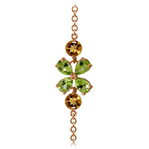 3.15 Carat 14K Solid Rose Gold Bracelet Peridot Citrine