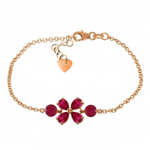 3.15 Carat 14K Solid Rose Gold Bracelet Natural Ruby