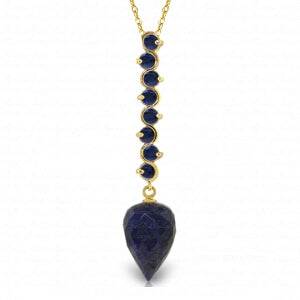 14.55 Carat 14K Solid Yellow Gold Necklace Pointy Briolette Drop Sapphire