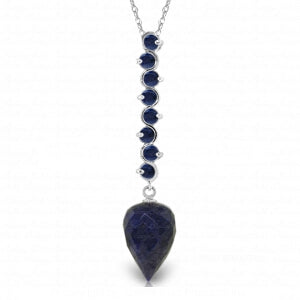 14.55 Carat 14K Solid White Gold Necklace Pointy Briolette Drop Sapphire