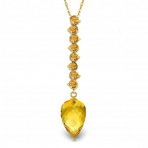 11.05 Carat 14K Solid Yellow Gold Necklace Pointy Briolette Drop Citrine