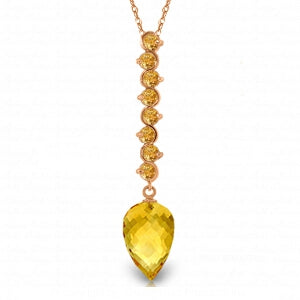 11.05 Carat 14K Solid Rose Gold Necklace Pointy Briolette Drop Citrine