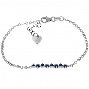 1.55 Carat 14K Solid White Gold Bracelet Natural Sapphire