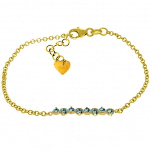 1.55 Carat 14K Solid Yellow Gold Bracelet Natural Blue Topaz