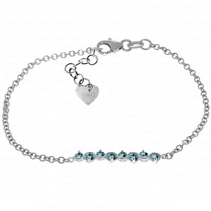 1.55 Carat 14K Solid White Gold Bracelet Natural Blue Topaz