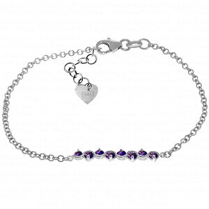 1.55 Carat 14K Solid White Gold Bracelet Natural Amethyst