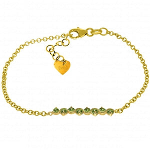 1.55 Carat 14K Solid Yellow Gold Bracelet Natural Peridot