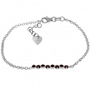 1.55 Carat 14K Solid White Gold Bracelet Natural Garnet