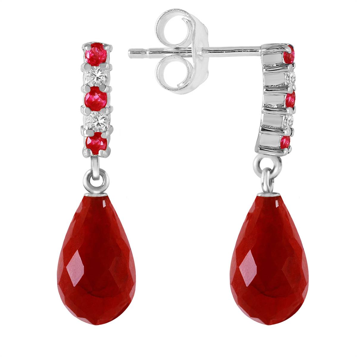 6.9 Carat 14K Solid White Gold Diamond Ruby Earrings Dangling Briolette Ru
