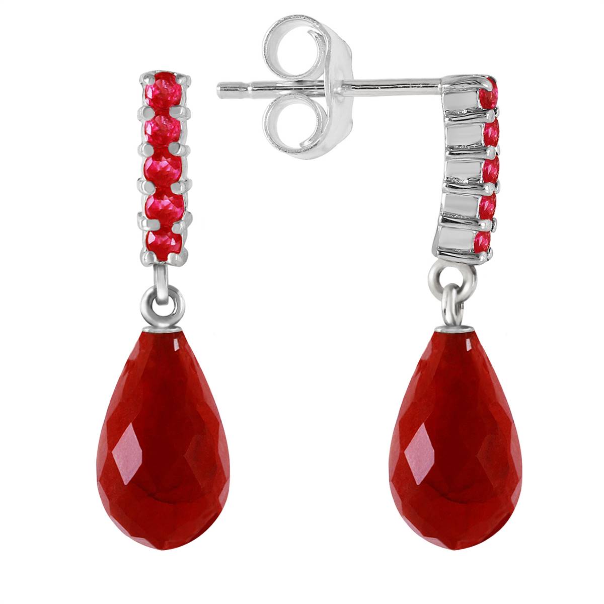 7 Carat 14K Solid White Gold Ruby Earrings Briolette Dangling Ruby