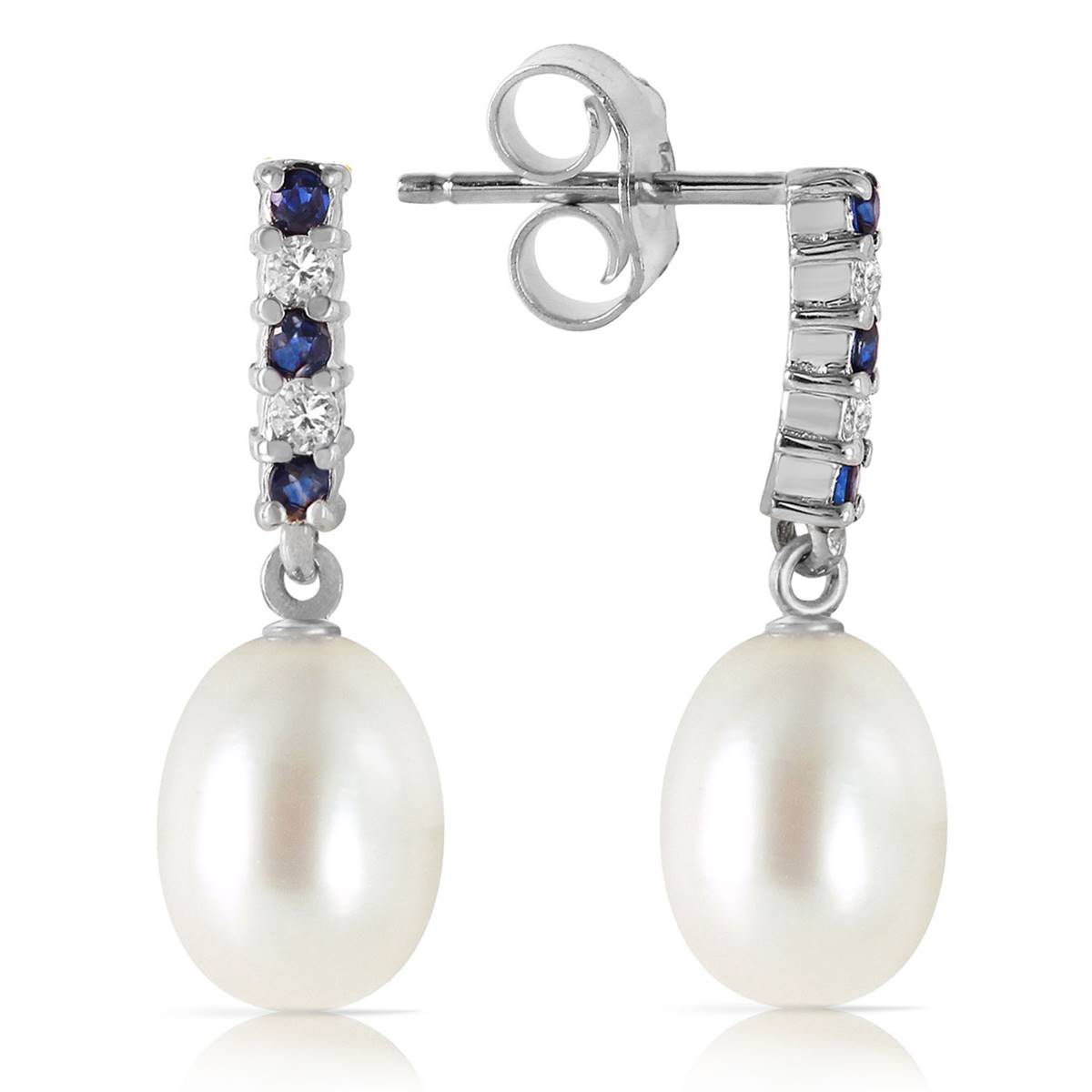 8.3 Carat 14K Solid White Gold Diamond Sapphire Earrings Dangling Briolet