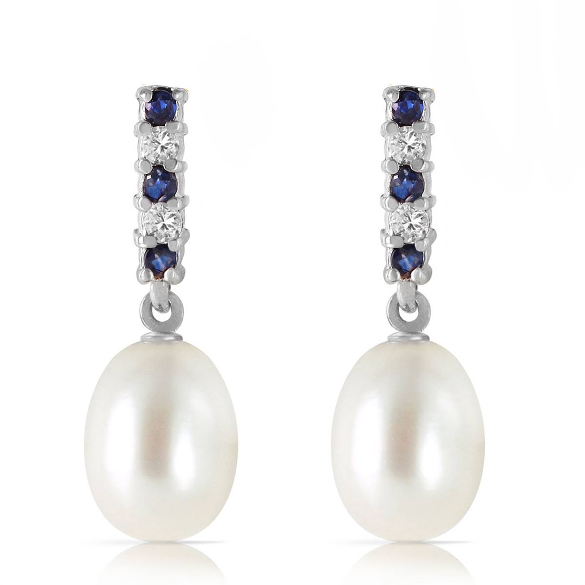 8.3 Carat 14K Solid White Gold Diamond Sapphire Earrings Dangling Briolet