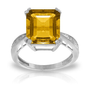 5.62 Carat 14K Solid White Gold Ring Natural Diamond Citrine