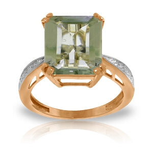 5.62 Carat 14K Solid Rose Gold Ring Natural Diamond Green Amethyst