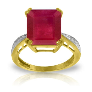 7.27 Carat 14K Solid Yellow Gold Ring Natural Diamond Ruby