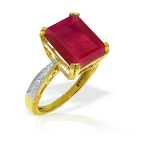 7.27 Carat 14K Solid Yellow Gold Ring Natural Diamond Ruby