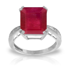 7.27 Carat 14K Solid White Gold Ring Natural Diamond Ruby