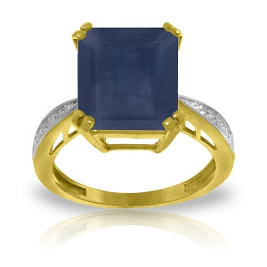 7.27 Carat 14K Solid Yellow Gold Ring Natural Diamond Sapphire