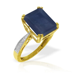 7.27 Carat 14K Solid Yellow Gold Ring Natural Diamond Sapphire