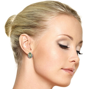 6.82 Carat 14K Solid White Gold French Clips Earrings Diamond Green Amethyst
