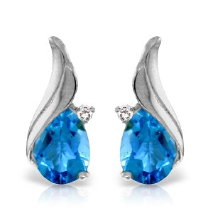 5.06 Carat 14K Solid White Gold Stud Earrings Diamond Blue Topaz