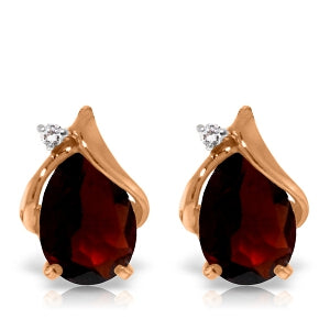 4.06 Carat 14K Solid Rose Gold Stud Earrings Diamond Garnet Jewelry