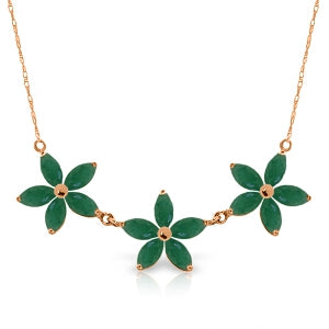 4.2 Carat 14K Solid Rose Gold Necklace Natural Emerald